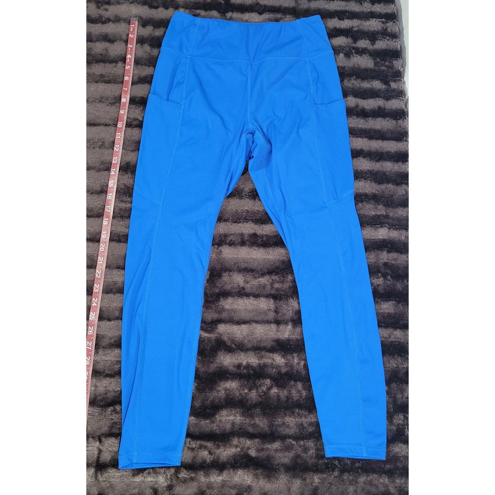 Fabletics Blue Athletic Leggings Medium High Waist Workout Yoga Pants Pockets